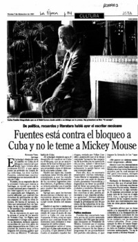 Fuentes está contra el bloqueo a Cuba y no le teme a Mickey Mouse  [artículo] Richard Vera.