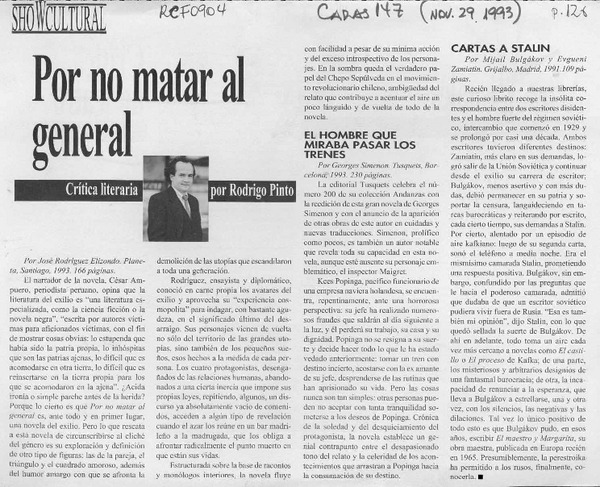 Por no matar al general  [artículo] Rodrigo Pinto.