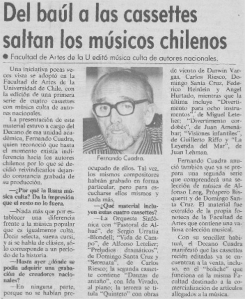 Del baúl a las cassettes saltan los músicos chilenos
