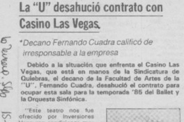 La "U" desahució contrato con Casino Las Vegas
