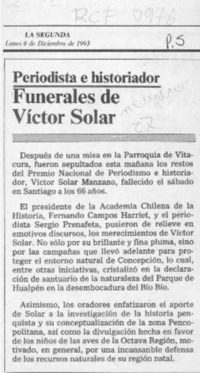 Funerales de Víctor Solar  [artículo].