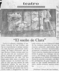 "El sueño de Clara"  [artículo] Pedro Labra.
