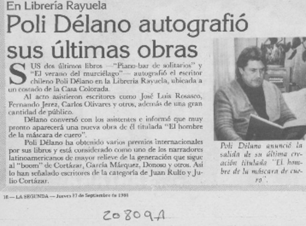 Poli Délano autografío sus últimas obras