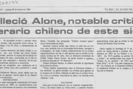 Falleció Alone, notable crítico literario chileno de este siglo