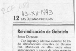 Reivindicación de Gabriela  [artículo] César Díaz Muñoz Cormatches.