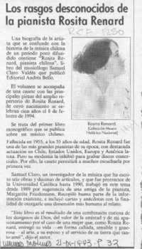Los Rasgos desconocidos de la pianista Rosita Renard