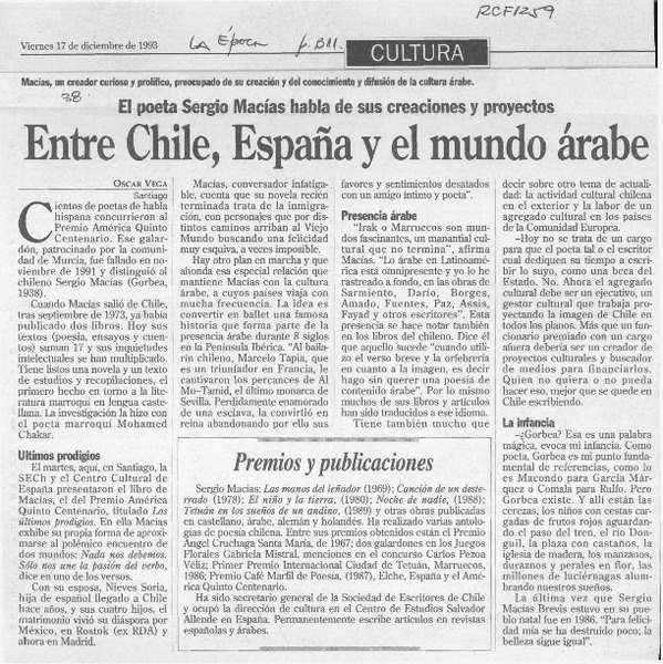 Entre Chile, España y el mundo árabe  [artículo] Oscar Vega.