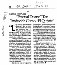 "Pascual Duarte" tan traducida como "El Quijote"  [artículo].