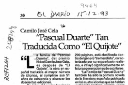 "Pascual Duarte" tan traducida como "El Quijote"  [artículo].