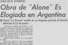 Obra de "Alone" es elogiada en Argentina