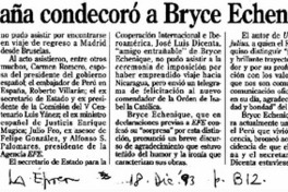 Rey de España condecoró a Bryce Echenique  [artículo].