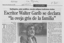 Escritor Walter Garib se declara "la oveja gris de la familia"