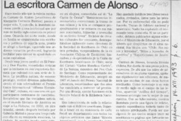 La escritora Carmen de Alonso  [artículo] José Arraño A.
