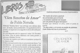 "Cien sonetos de amor" de Pablo Neruda  [artículo] A. P.