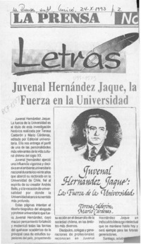 Juvenal Hernández Jaque, la fuerza de la Universidad  [artículo].