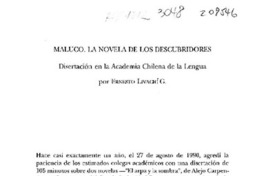 Maluco, la novela de los descubridores  [artículo] Ernesto Livacic G.