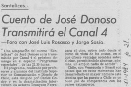 Cuento de José Donoso transmitirá el canal 4