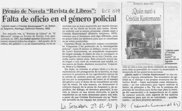 Falta de oficio en el género policial  [artículo] Eduardo Guerrero del Río.