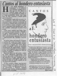 Cantos al hondero entusiasta  [artículo] H. R. Cortés.