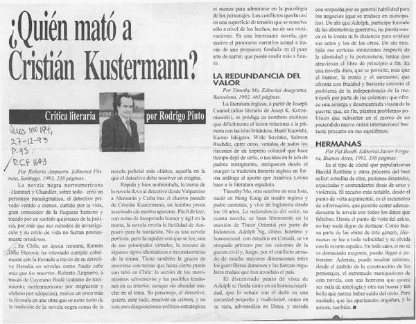 Quién mató a Cristián Kustermann?  [artículo] Rodrigo Pinto.