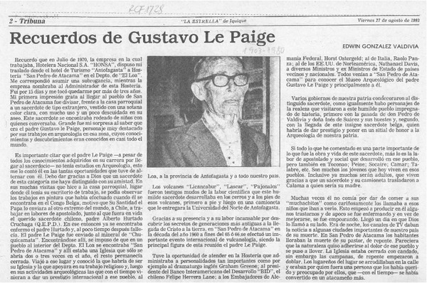 Recuerdos de Gustavo Le Paige  [artículo] Edwin González Valdivia.