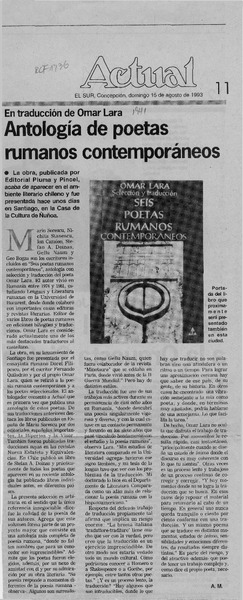 Antología de poetas rumanos contemporáneos  [artículo] A. M.