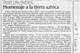 Homenaje a la tierra azteca  [artículo] Pedro Mardones Barrientos.