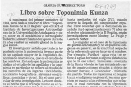 Libro sobre toponimia kunza  [artículo] Gloria Gutiérrez Toro.