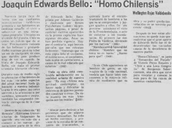 Joaquín Edwards Bello; "Homo chilensis"