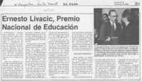 Ernesto Livacic, Premio Nacional de Educación  [artículo]