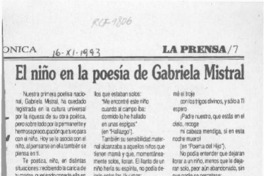 El Niño en la poesía de Gabriela Mistral  [artículo].