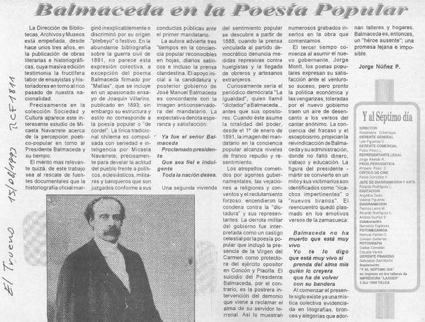 Balmaceda en la poesía popular  [artículo] Jorge Núñez P.