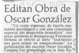 Editan obra de Oscar González  [artículo].