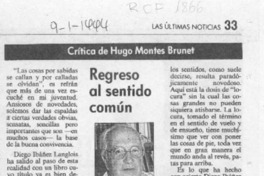Regreso al sentido común  [artículo] Hugo Montes Brunet.