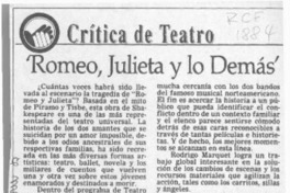 "Romeo, Julieta y lo demás"  [artículo] Carola Oyarzún L.