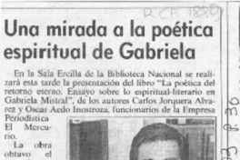 Una mirada a la poética espiritual de Gabriela  [artículo].