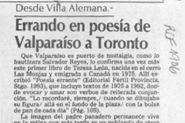 Errando en poesía de Valparaíso a Toronto  [artículo] PedroMardones Barrientos.