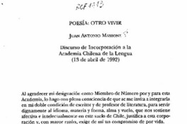 Poesía, otro vivir  [artículo] Juan Antonio Massone.