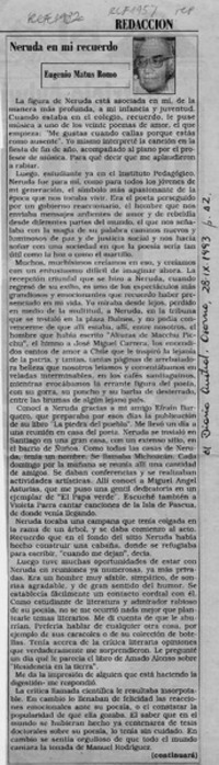 Neruda en mi recuerdo  [artículo] Eugenio Matus Romo.
