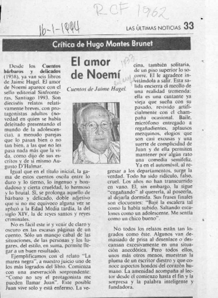 El amor de Noemí  [artículo] Hugo Montes Brunet.