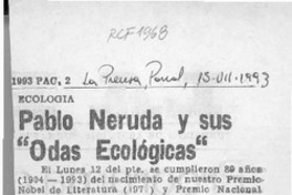 Pablo Neruda y sus "Odas ecológicas"  [artículo].