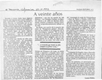 A veinte años  [artículo] Lautaro Robles.
