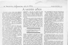 A veinte años  [artículo] Lautaro Robles.