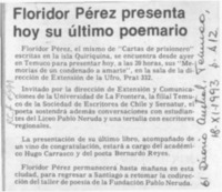 Floridor Pérez presenta hoy su último poemario  [artículo].