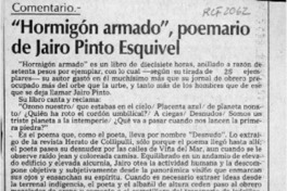 "Hormigón armado", poemario de Jairo Pinto Esquivel  [artículo]Germán López Droguett.