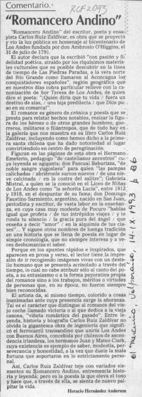 "Romancero andino"  [artículo] Horacio Hernández Anderson.