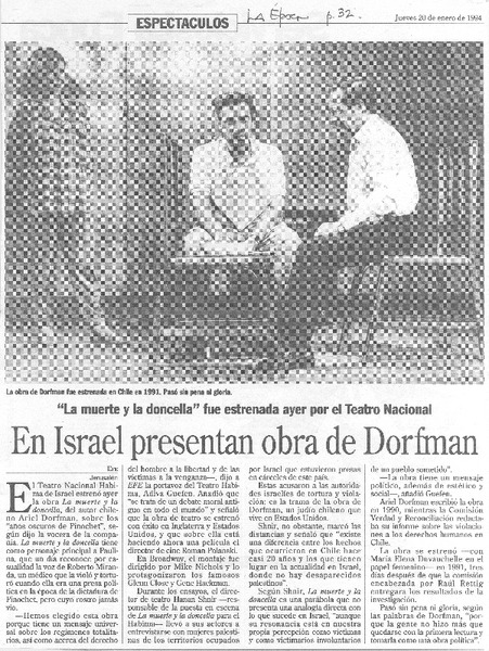 En Israel presentaron obra de Dorfman