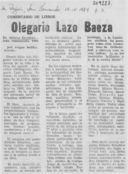 "Olegario Lazo Baeza"