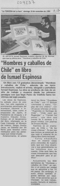 "Hombres y caballos de Chile" en libro de Ismael Espinosa