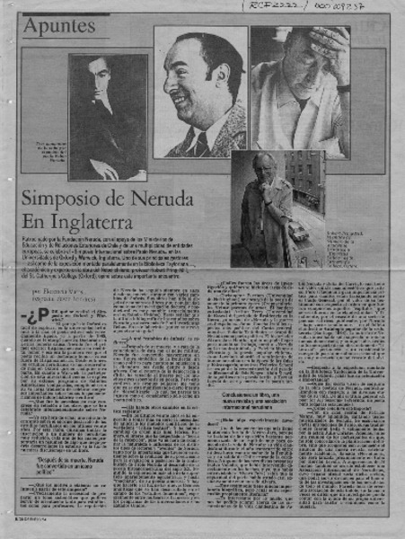 Simposio de Neruda en Inglaterra  [artículo] Florencia Varas.